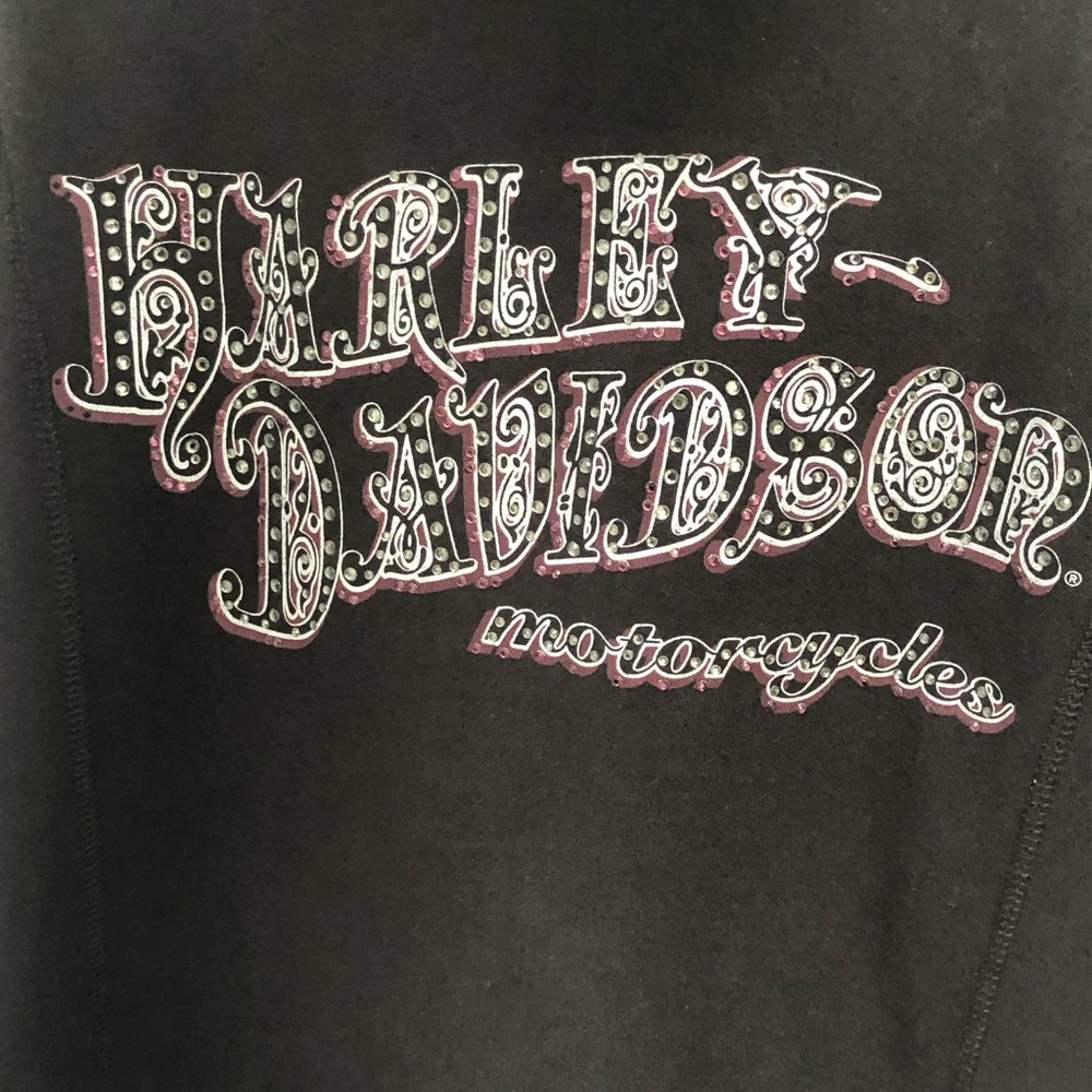 Harley Davidson Womens Medium 1/4 Zip Sweatshirt Hoodie Black Long Sleeve biker - Picture 10 of 16